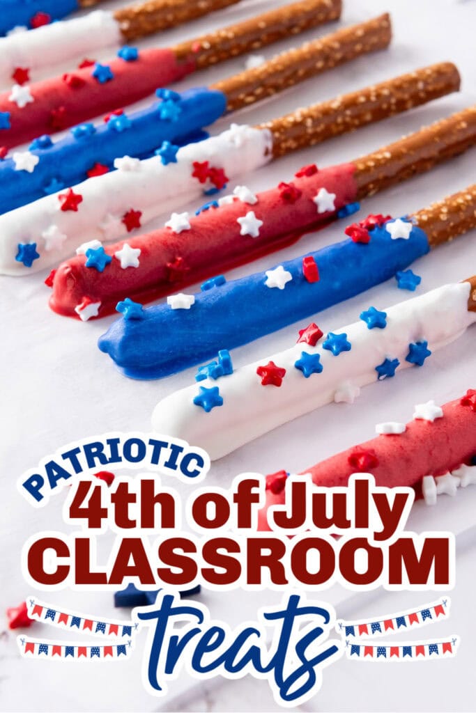 4th of July Classroom Treats - 4th of July Firecracker Pretzel Rods