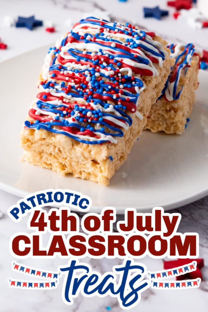 4th of July Classroom Treats - Red, White, and Blue Rice Krispie Treats