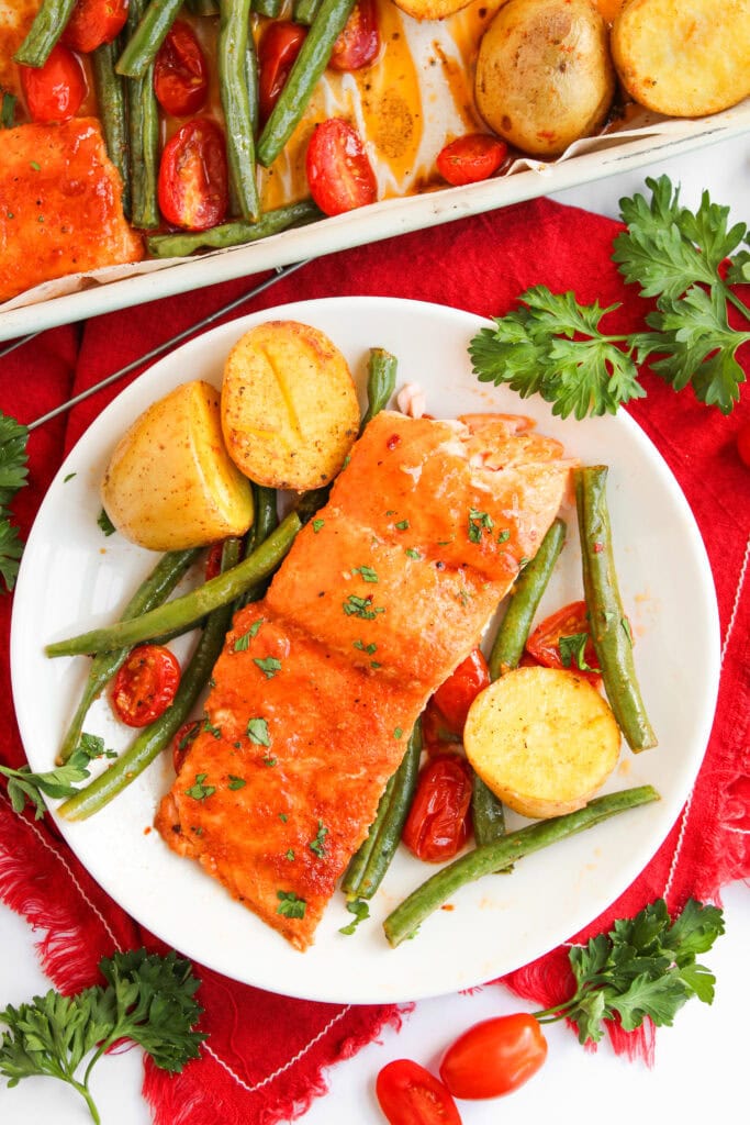 Maple Glazed Sheet Pan Salmon Process Photo