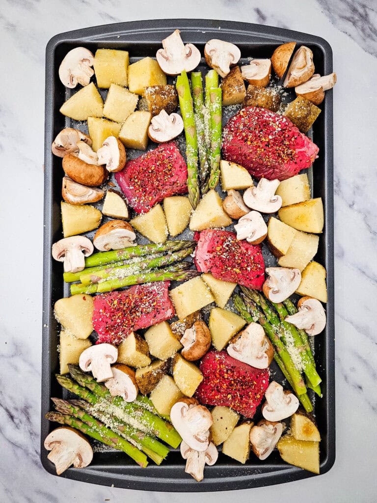 Sheet Pan Steak and Vegetables Process Photo 
