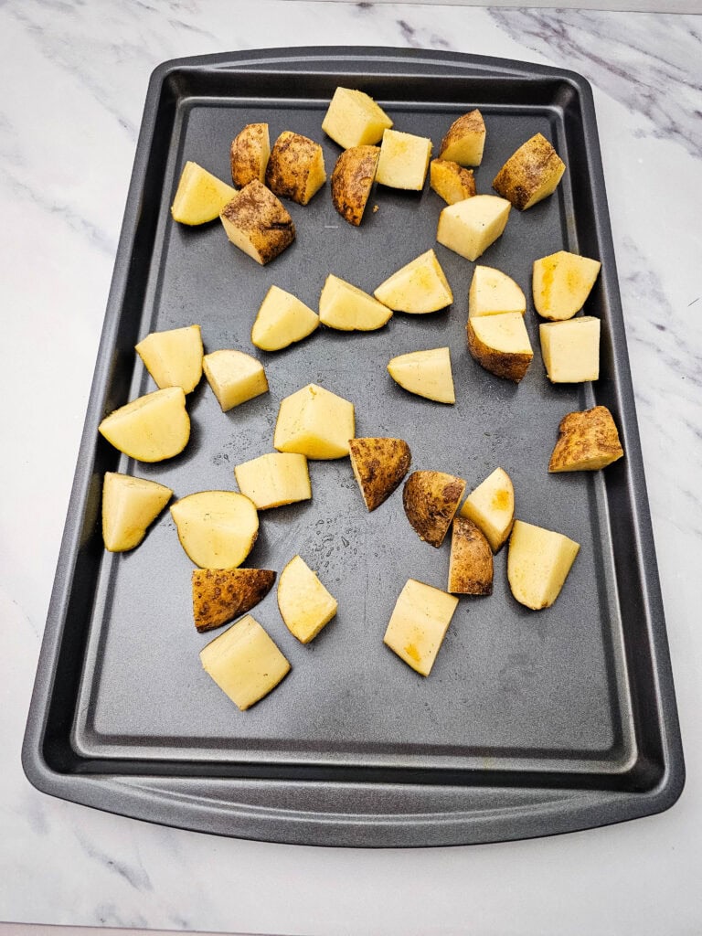 Sheet Pan Steak and Vegetables Process Photo 