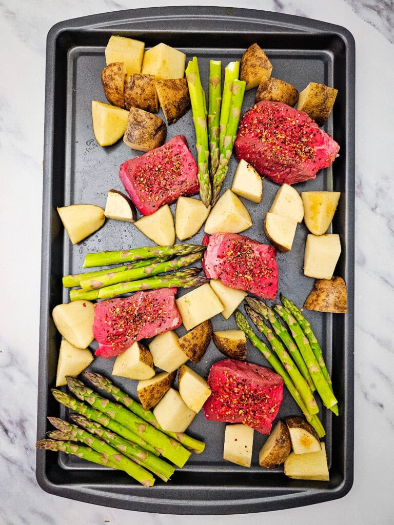 Sheet Pan Steak and Vegetables Process Photo 