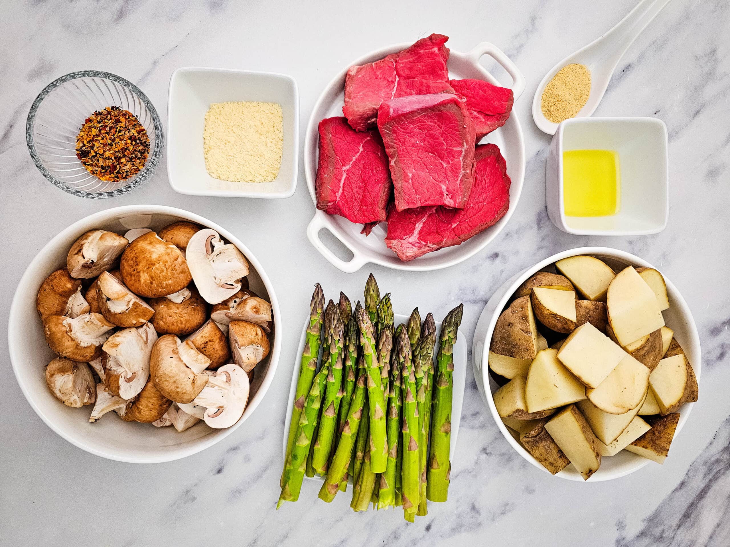 Sheet Pan Steak and Vegetables Process Ingredients