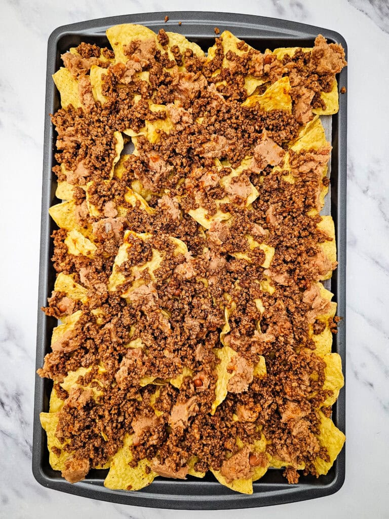 Sheet Pan Ground Beef Nachos Process Photo