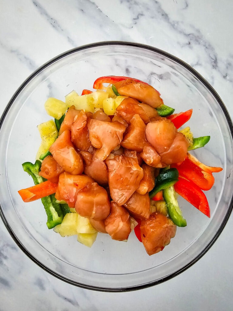 Sheet Pan Pineapple Teriyaki Chicken Process Photo