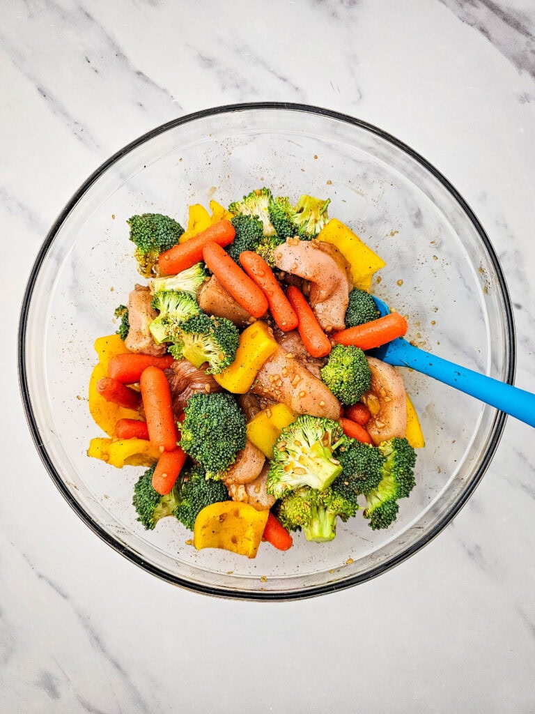 Sheet Pan Honey Garlic Chicken and Veggies Process Photo