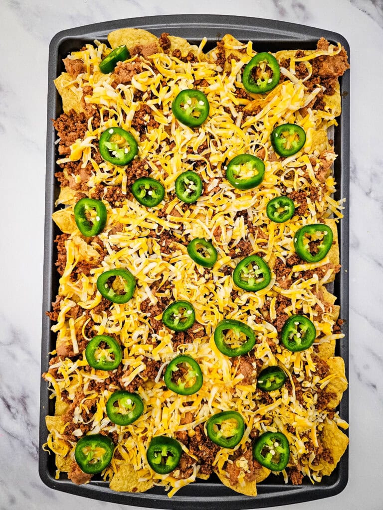 Sheet Pan Ground Beef Nachos Process Photo