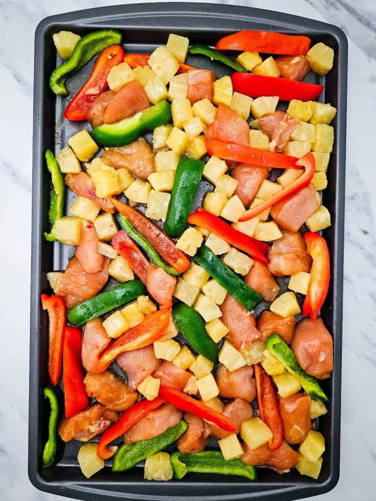 Sheet Pan Pineapple Teriyaki Chicken Process Photo