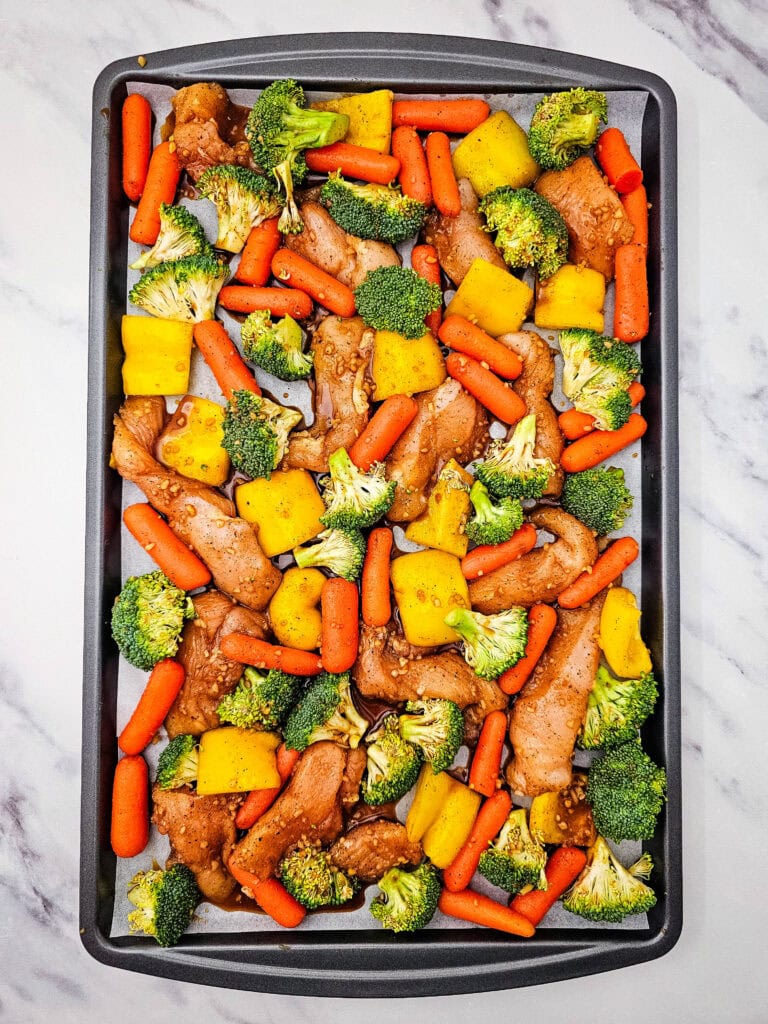 Sheet Pan Honey Garlic Chicken and Veggies Process Photo