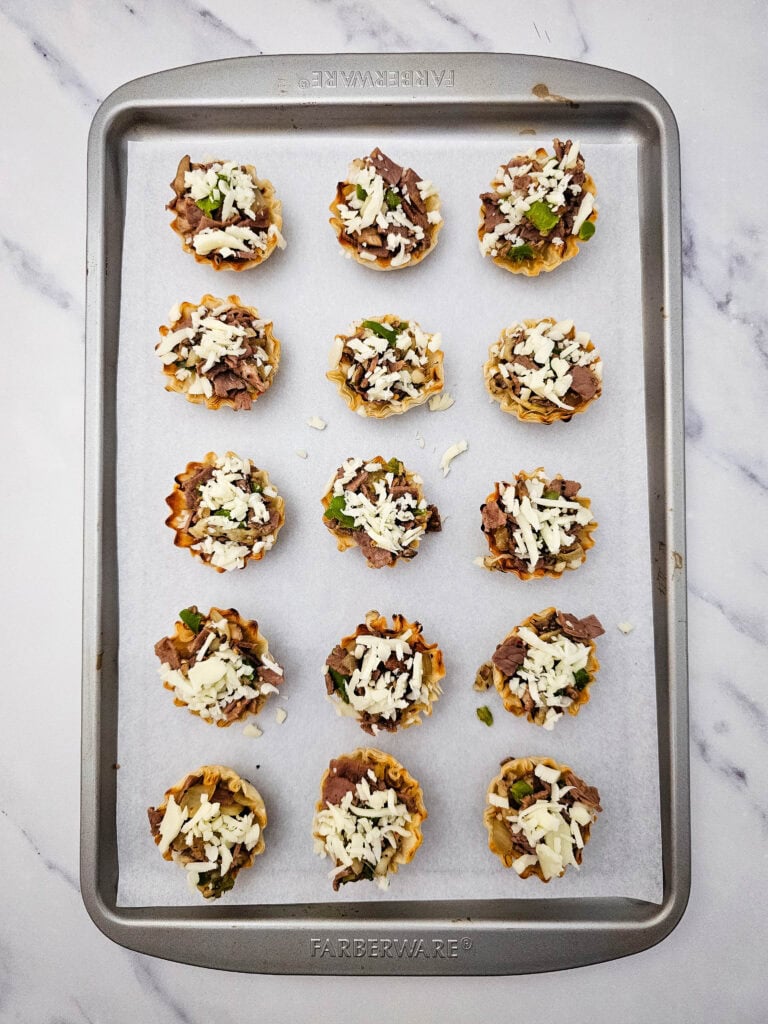 Philly Cheesesteak Phyllo Bites Process Photo
