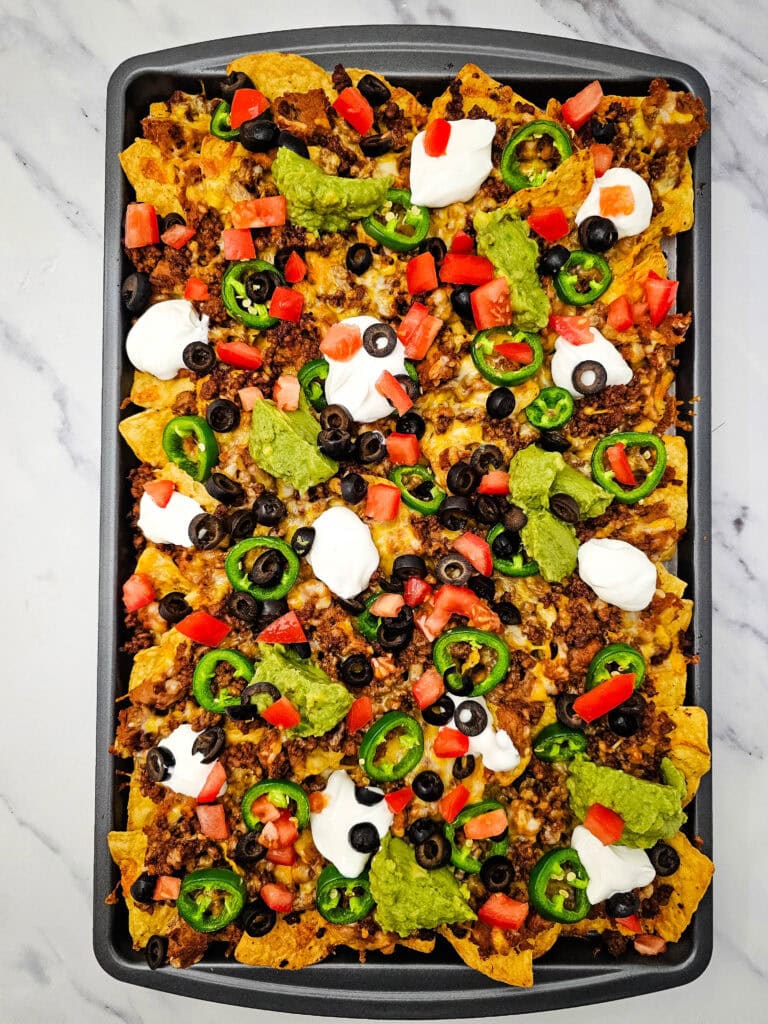 Sheet Pan Ground Beef Nachos Process Photo