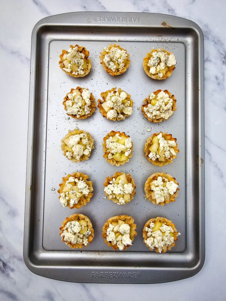 Blue Cheese and Pear Phyllo Bites Process Photo
