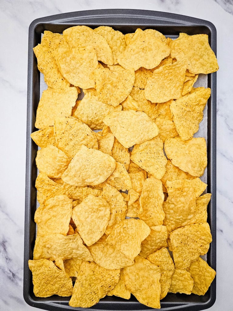Sheet Pan Ground Beef Nachos Process Photo