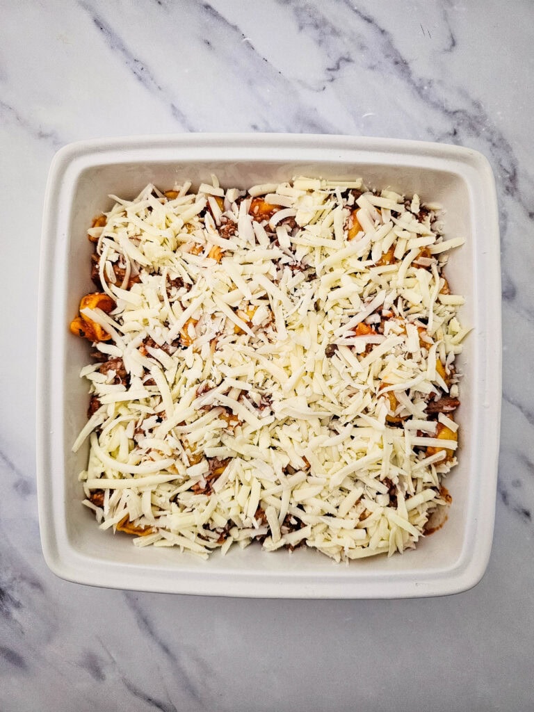 Italian Sausage Tortellini Casserole Process Photo