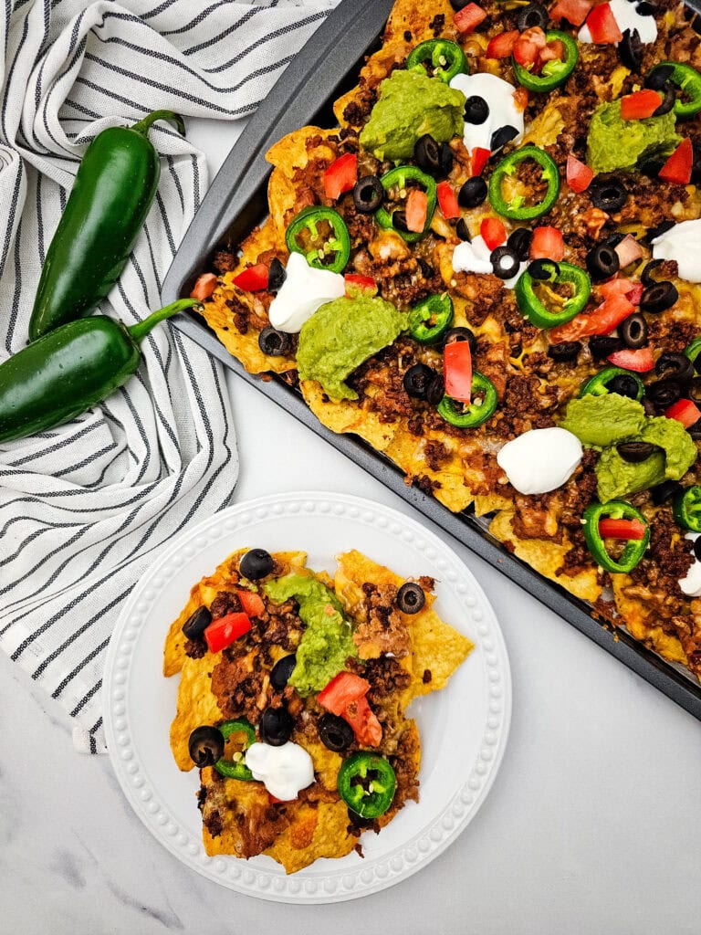 Sheet Pan Ground Beef Nachos Process Photo
