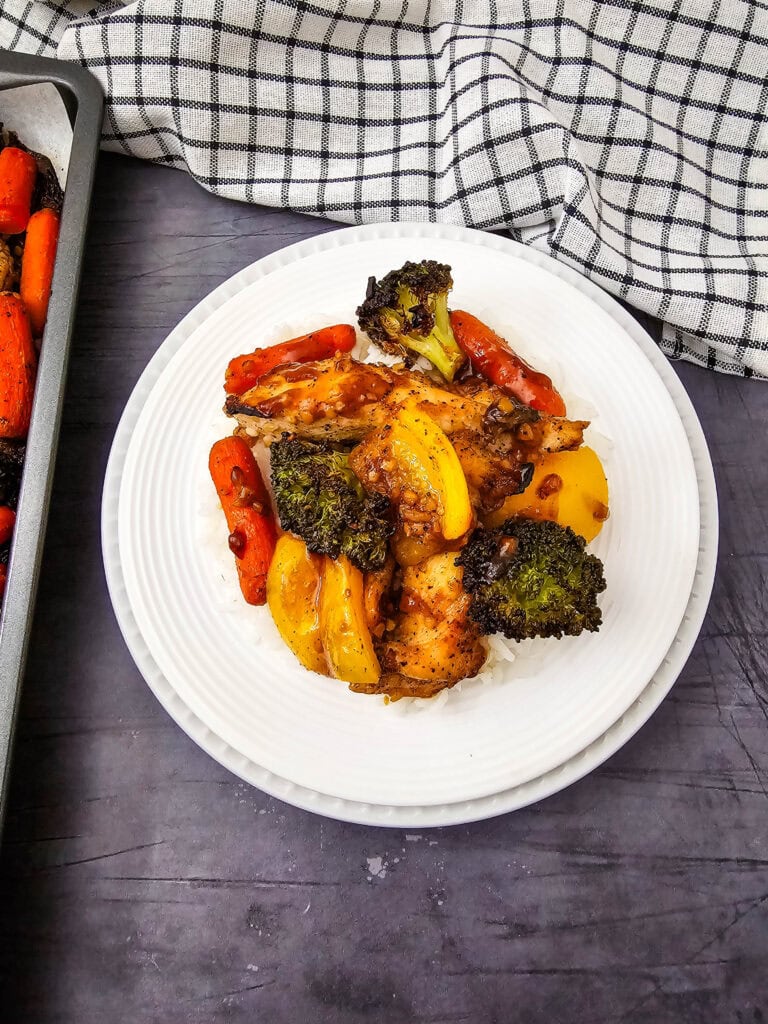 Sheet Pan Honey Garlic Chicken and Veggies Process Photo