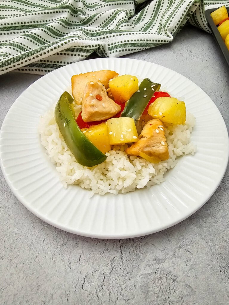 Sheet Pan Pineapple Teriyaki Chicken Process Photo