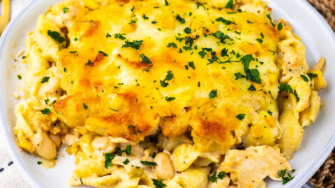 White chicken chili mac and cheese featured image