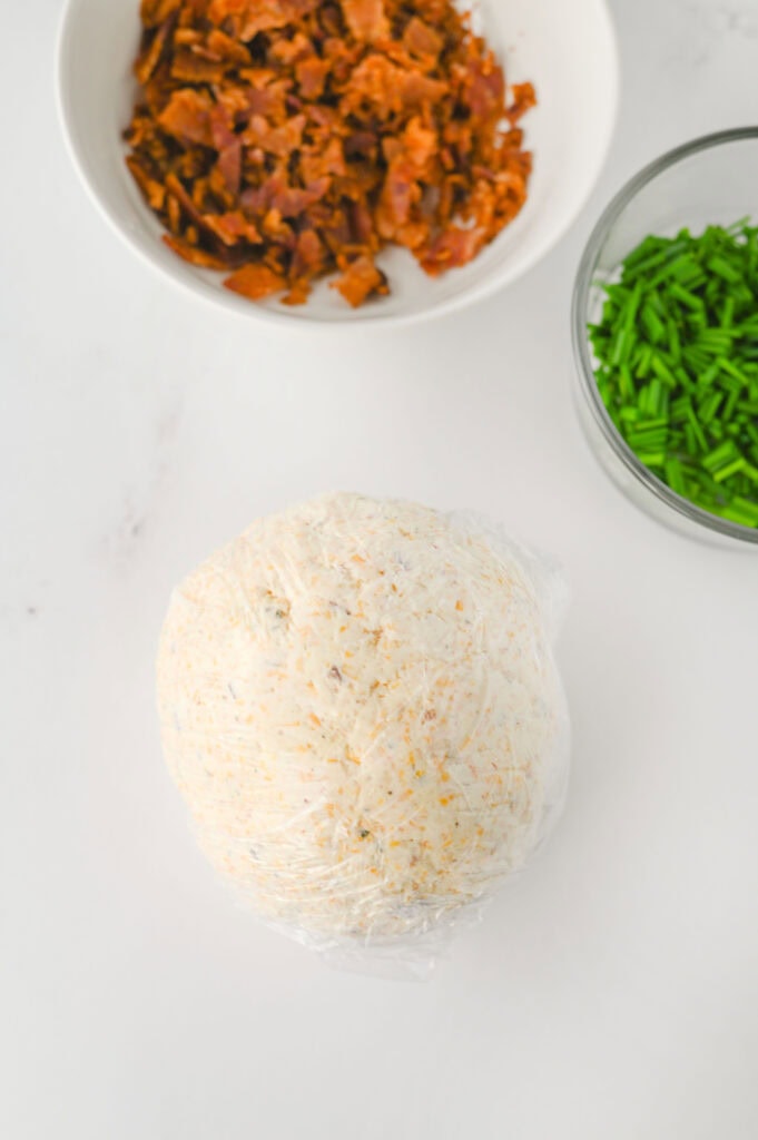 Bacon Ranch Cheese Ball Process Photo 
