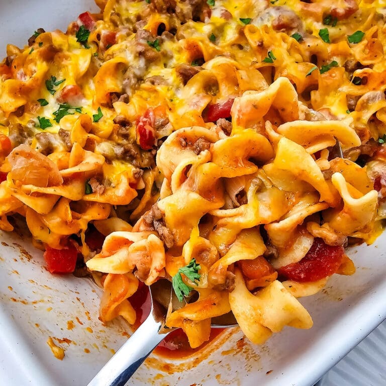 beef noodle casserole featured image