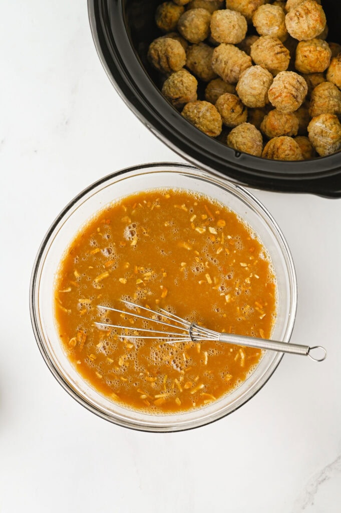 slow cooker creamy meatballs process photo