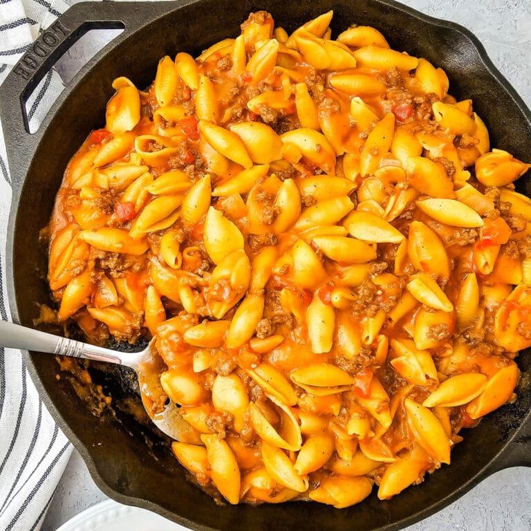 one pan cheeseburger pasta featured image