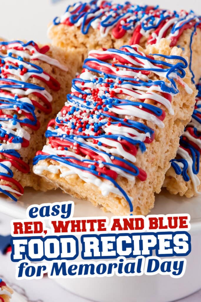red, white and blue recipes for memorial day - Patriotic Rice Krispie Treats