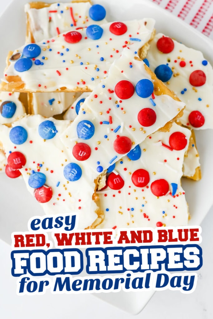 red, white and blue recipes for memorial day - Red, White & Blue Saltine Bark