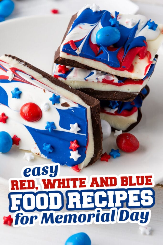 red, white and blue recipes for memorial day - Red, White, and Blue Chocolate Bark
