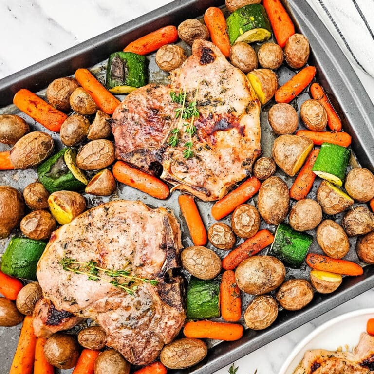 sheet pan honey glazed pork chops featured image