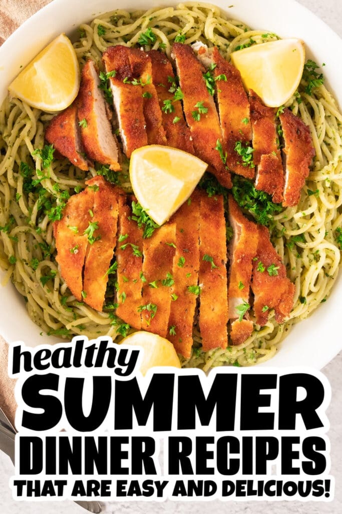 summer dinner recipes - Crispy Lemon Garlic Chicken Spaghetti