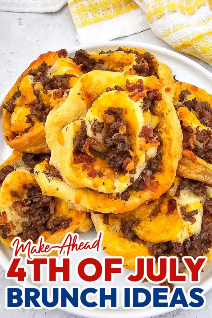 4th of July Brunch Ideas-Bacon Cheeseburger Pinwheels