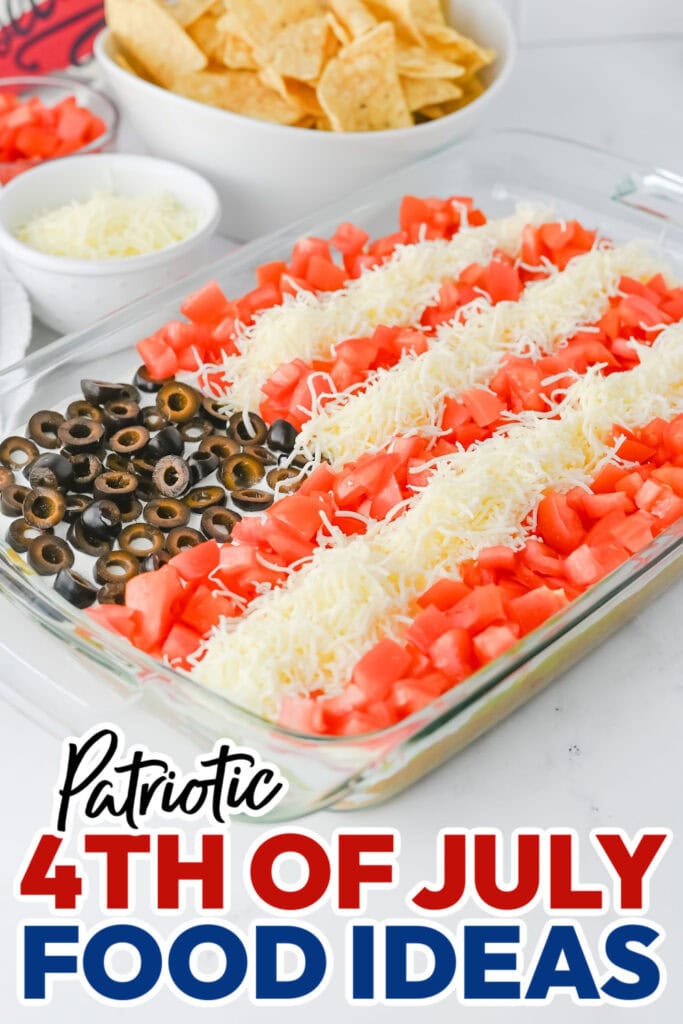 4th of July Food Ideas-4th of July Flag Taco Dip