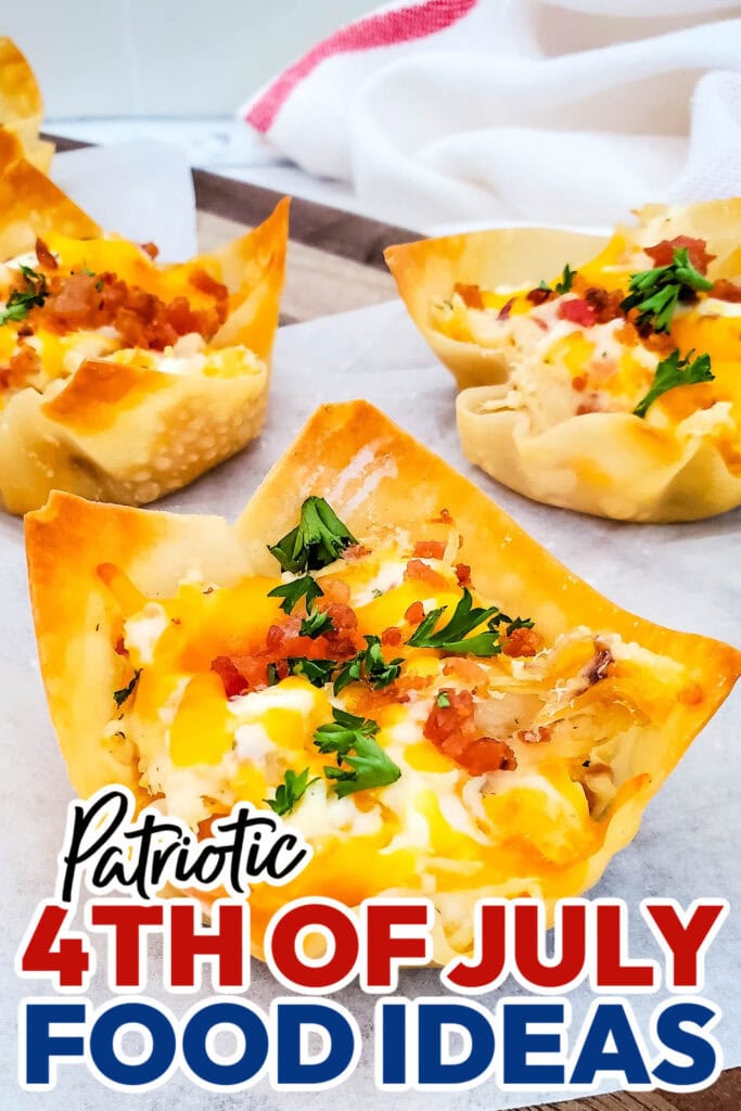 4th of July Food Ideas-Chicken Wonton Cups