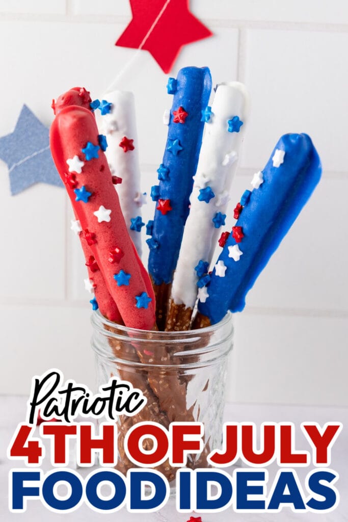 4th of July Food Ideas-Firecracker Pretzel Rods