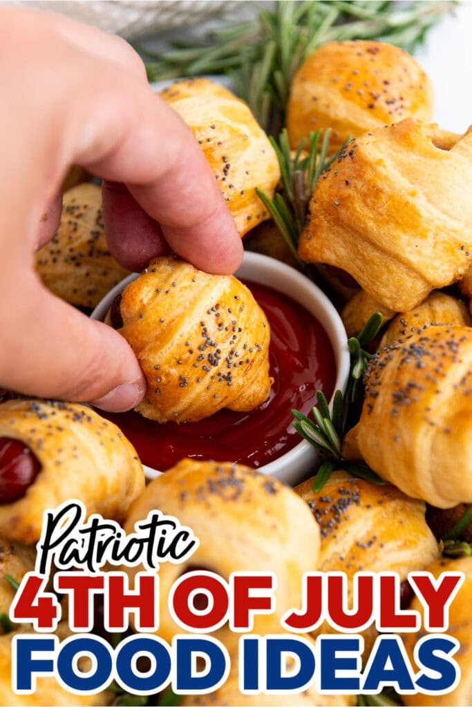 Delicious bite-sized appetizers with dipping sauce for 4th of July celebrations.