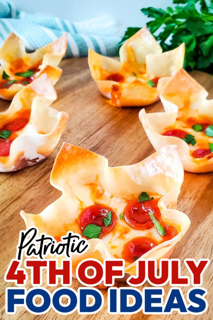 4th of July Food Ideas-Pizza Wonton Cups