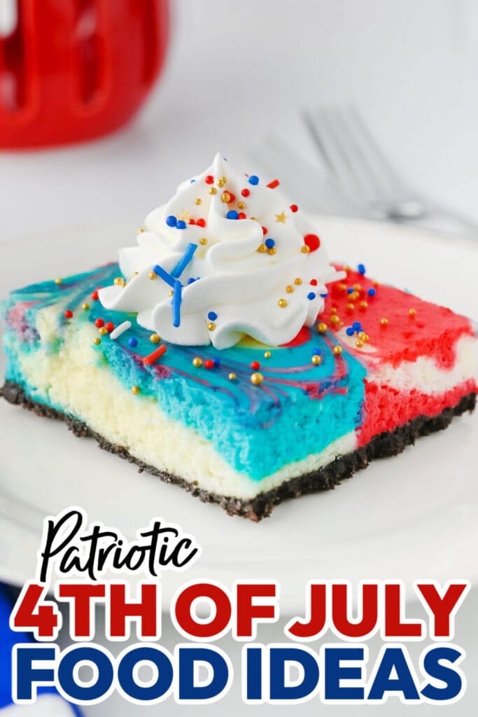 4th of July Food Ideas-Red, White, and Blue Cheesecake Bars