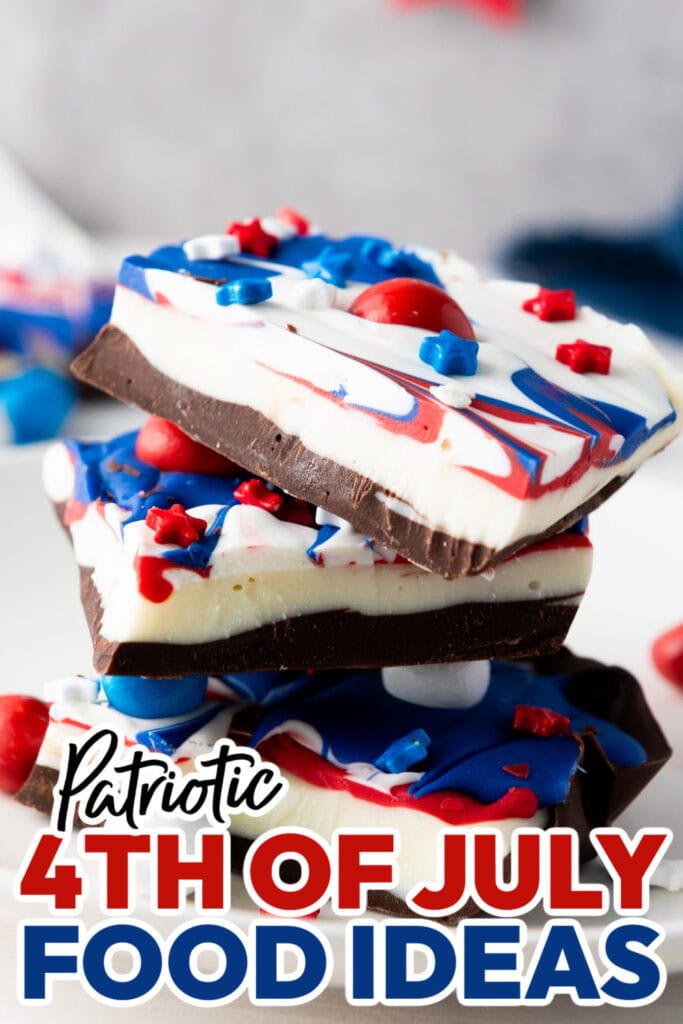 4th of July Food Ideas-Red, White, and Blue Chocolate Bark