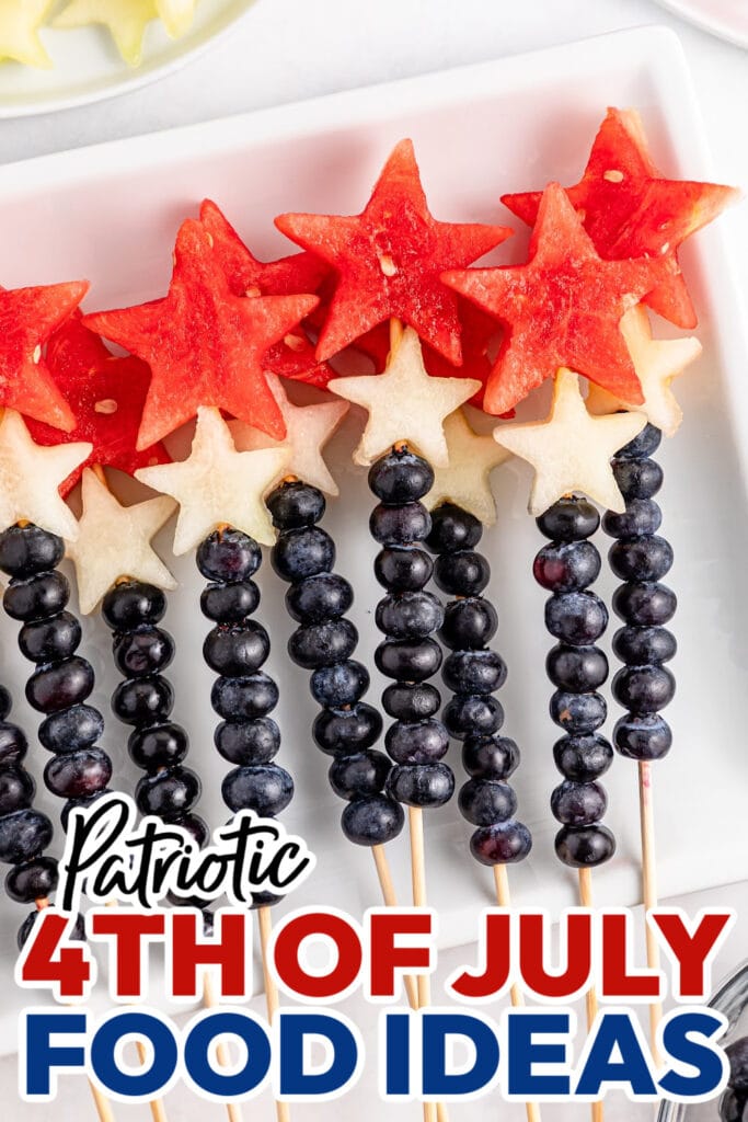 4th of July Food Ideas-Sparkler Fruit Skewers