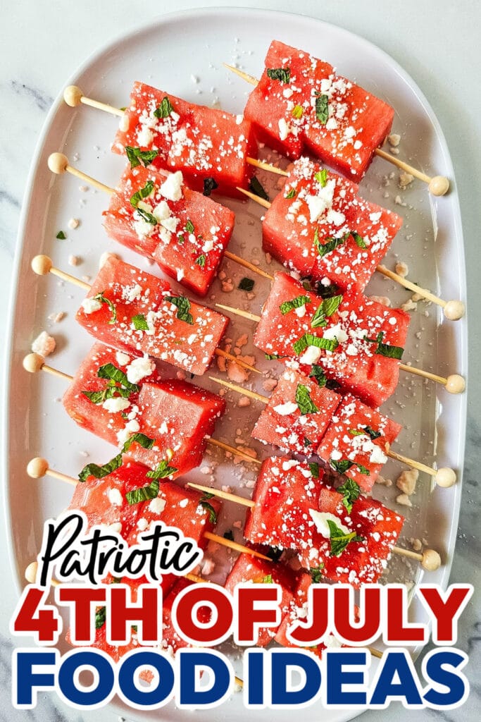 4th of July Food Ideas- Watermelon Feta Skewers