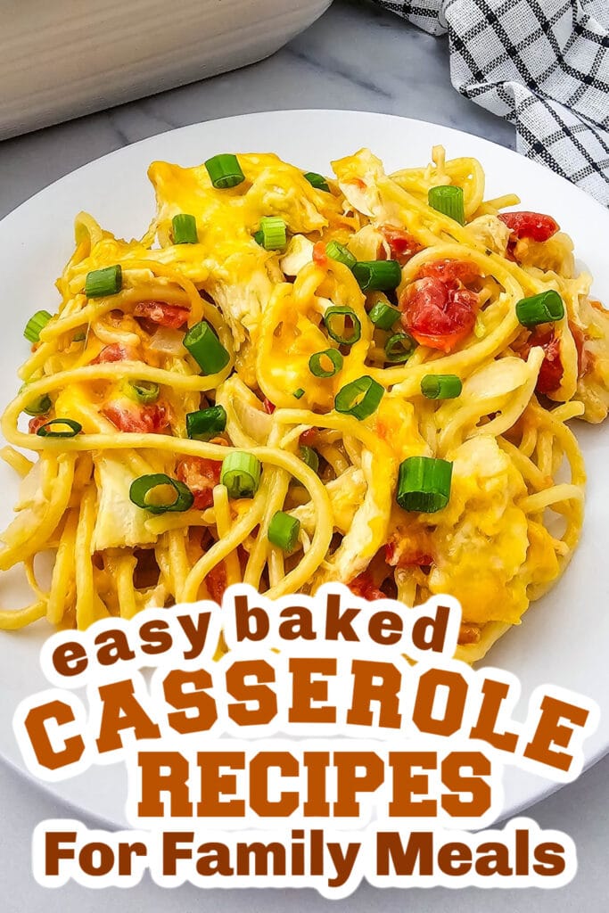 Casserole Recipes-Cheesy Rotel Chicken Spaghetti Casserole