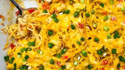 Cheesy Rotel Chicken Spaghetti featured image