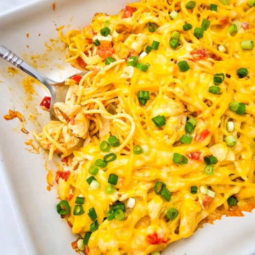 Cheesy Rotel Chicken Spaghetti
