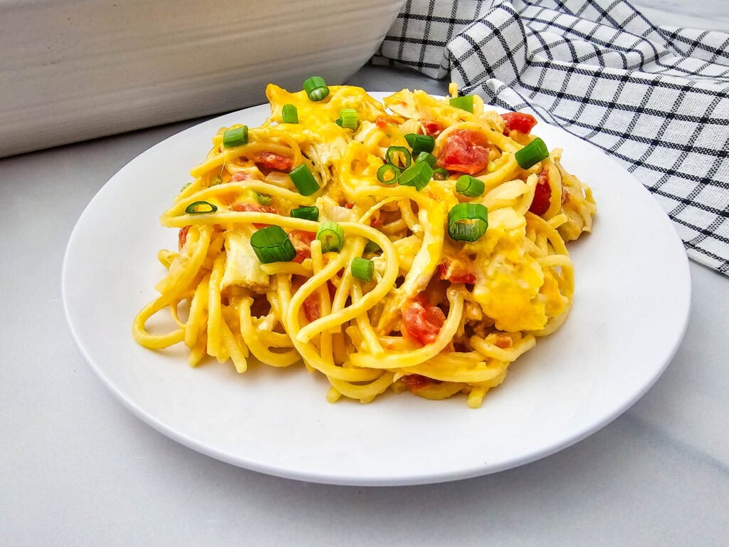 Cheesy Rotel Chicken Spaghetti