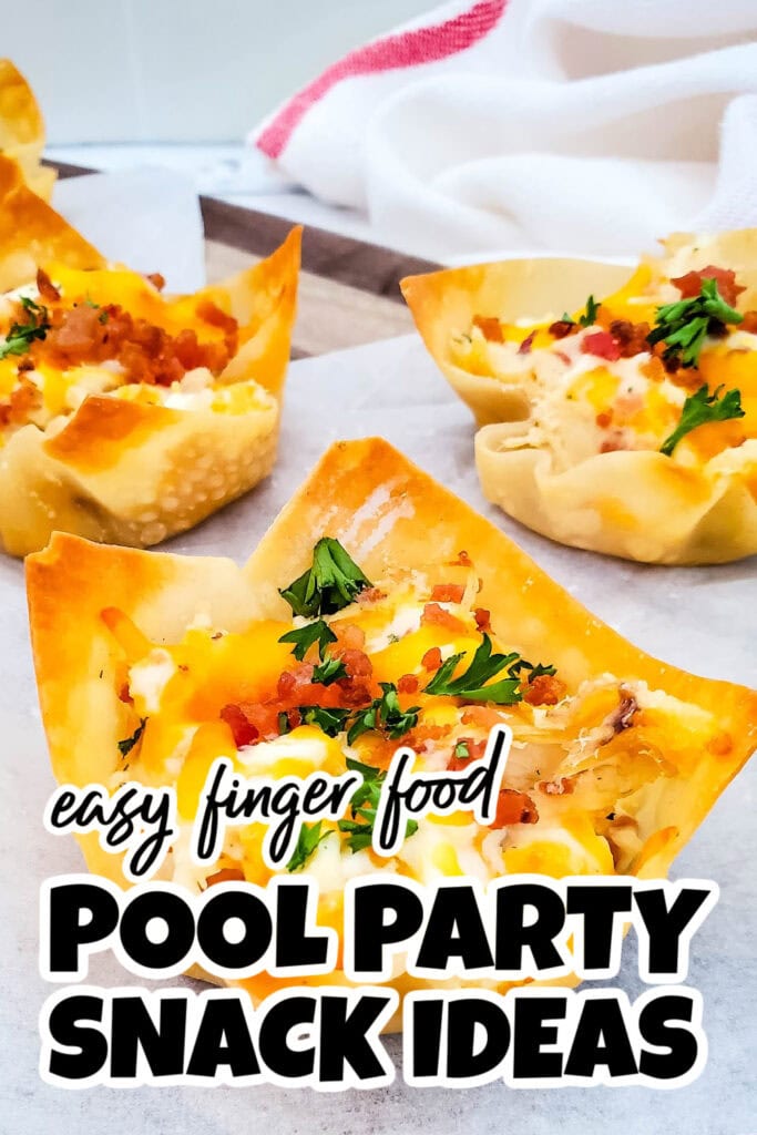 Pool Party Snack Ideas-Cheesy Ranch Chicken Wonton Cups