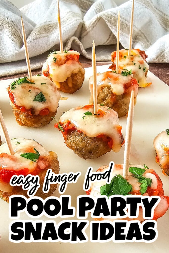 Pool Party Snack Ideas-Mini Meatball Marinara Bites