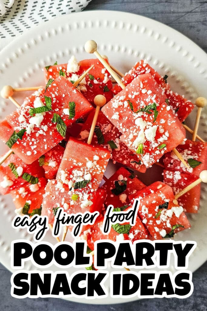 Pool Party Snack Ideas-Watermelon Feta Skewers