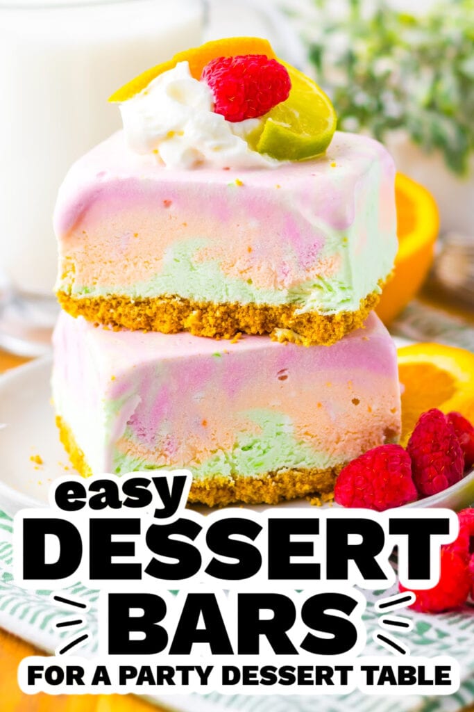 dessert bars -No Bake Rainbow Sherbet Bars