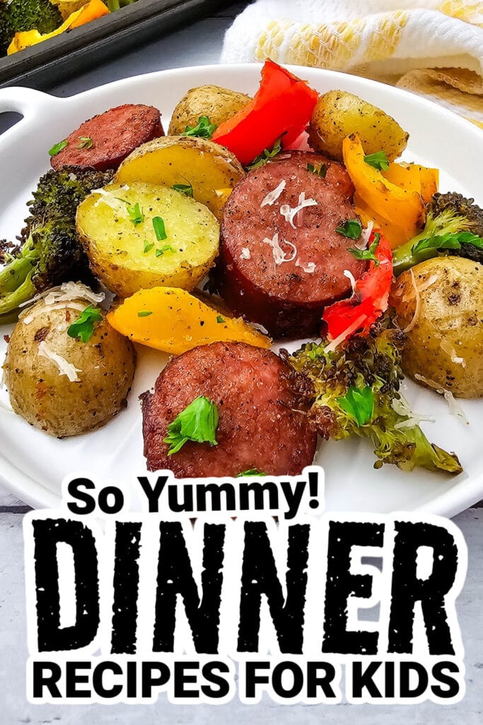dinner recipes for kids - Healthy Sheet Pan Sausage with Veggies